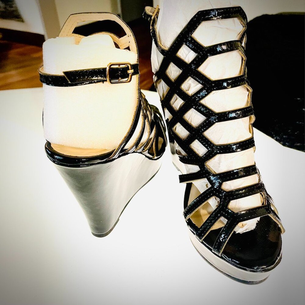 NEW! Slim Black Strappy Wedge Dressy/Party/Formal Sandal